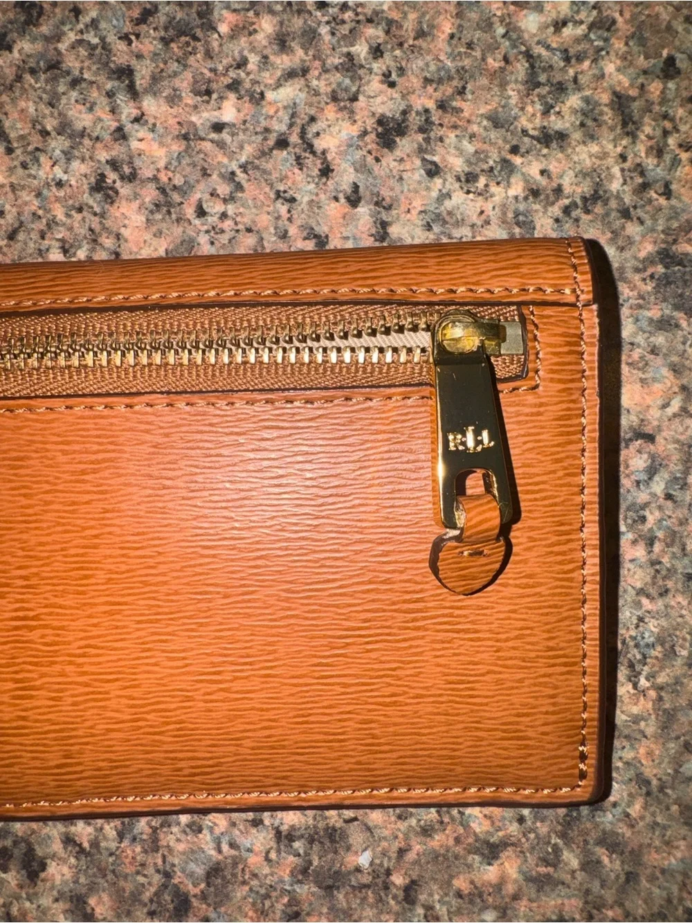 Lauren Ralph Lauren Tan Leather Wristlet & Wallet Set NWOT